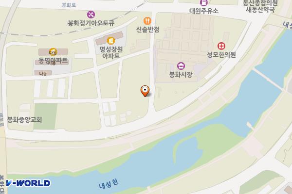 봉화군 신시장 주차장 위치 지도 — 경상북도 봉화군 봉화읍 내성리 396-20