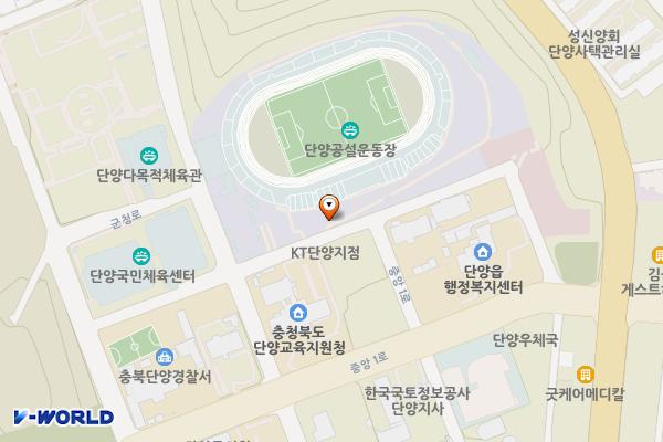단양군 공설운동장 전기급속충전 주차장 위치 지도 — 충청북도 단양군 단양읍 별곡리 53
