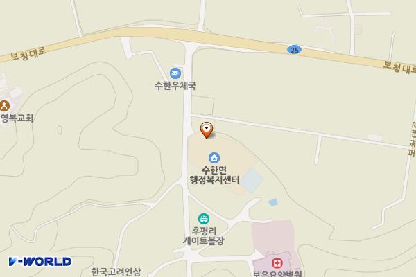 수한면행정복지센터 위치 지도 — 충청북도 보은군 수한면 후평리 238