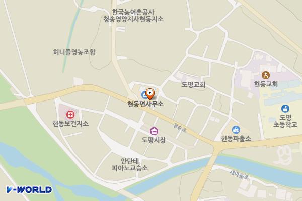 현동면사무소 위치 지도 — 경상북도 청송군 현동면 도평리 793