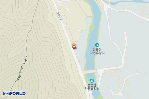장령산자연휴양림 위치 지도 — 충청북도 옥천군 군서면 금산리 산17