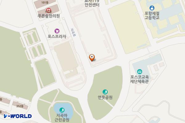 한마당체육관 주차장 위치 지도 — 경상북도 포항시 남구 지곡동 482