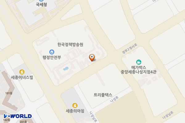 정부세종청사 소방청 위치 지도 — 세종특별자치시 정부2청사로 13(나성동)