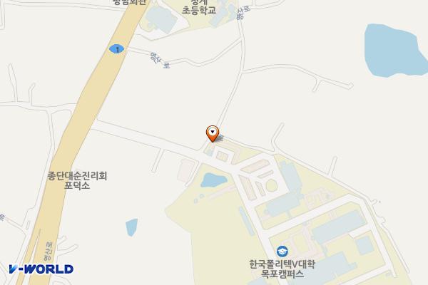 한국폴리텍대학 목포캠퍼스 위치 지도 — 전남광주통합특별시 무안군 청계면 영산로 1854-16
