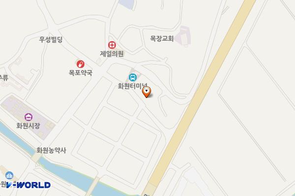 화원 터미널 상가 앞 위치 지도 — 전남광주통합특별시 해남군 화원면 청용리 554