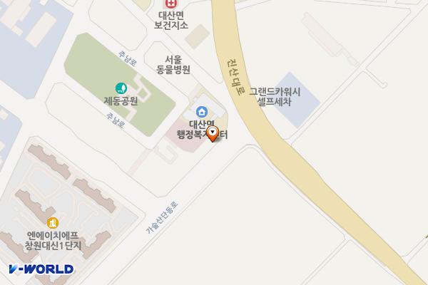 대산면행정복지센터 위치 지도 — 경상남도 창원시 의창구 대산면 가술산단동로 10