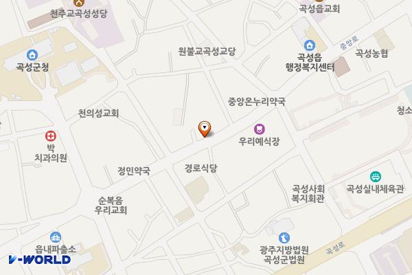 군청사거리~영운1교 도로변 주차장 위치 지도 — 전라남도 곡성군 곡성읍 읍내리 398-1