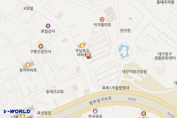 대구 동촌유원지 서편주차장 위치 지도 — 대구광역시 동구 효목동 1042