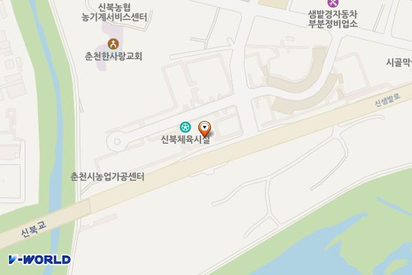 샘밭장터 농특산물 전시판매장앞 위치 지도 — 강원특별자치도 춘천시 신북읍 율문리