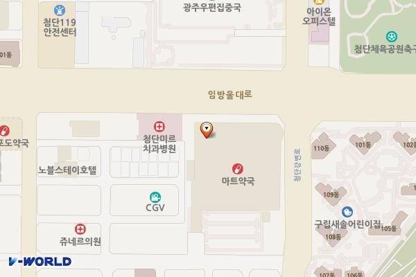 롯데마트 첨단점 옥상(지상2층)주차장 위치 지도 — 전남광주통합특별시 광산구 첨단강변로99번길