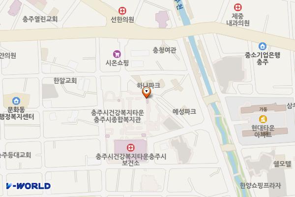 충주건강복지타운 지하1층주차장 위치 지도 — 충청북도 충주시 사직산21길