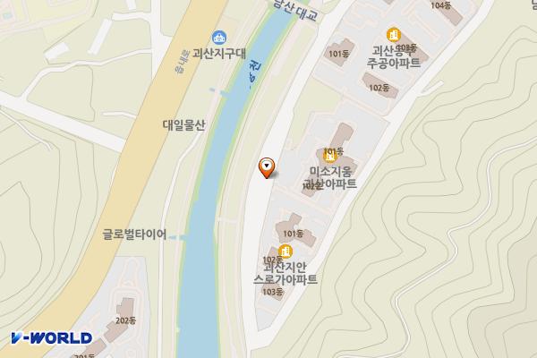 미소지움괴산아파트 앞 공용주차장 위치 지도 — 충청북도 괴산군 남산1길 37
