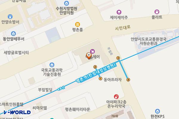 이마트 평촌점 위치 지도 — 경기도 안양시 동안구 시민대로 300