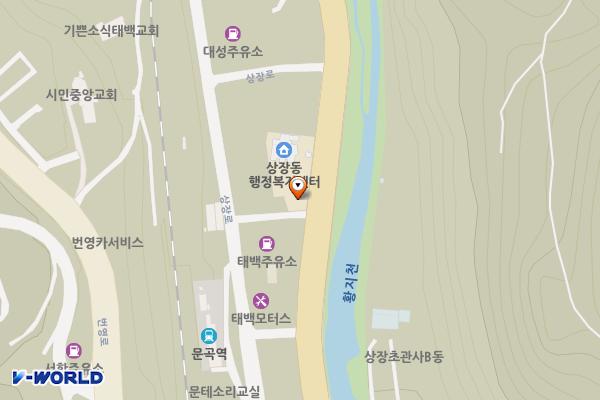 상장동행정복지센터 위치 지도 — 강원특별자치도 태백시 태백로 1182