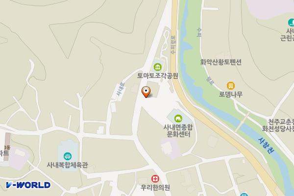 사내종합문화센터 주차장 위치 지도 — 강원특별자치도 화천군 사내면 수피령로 71