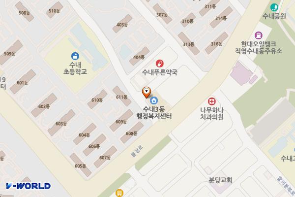 수내3동행정복지센터 위치 지도 — 경기도 성남시 분당구 돌마로356번길 43