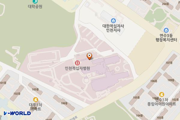 인천적십자병원 위치 지도 — 인천광역시 연수구 원인재로 263