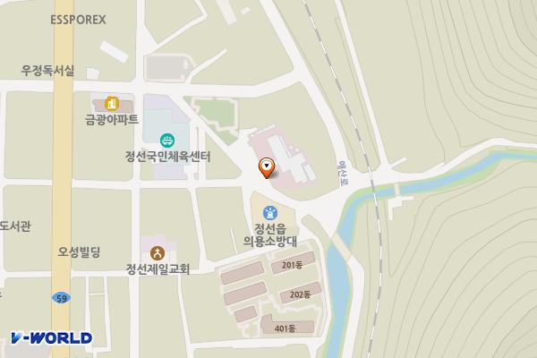 정선읍(정선군청2청사) 위치 지도 — 강원특별자치도 정선군 녹송4길 71