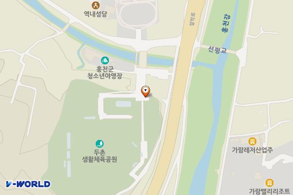두촌면생활체육공원 위치 지도 — 강원특별자치도 홍천군 두촌면 가리산길 1-28