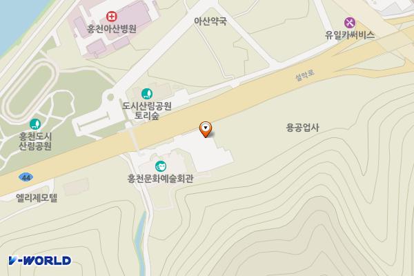 홍천문화예술회관 위치 지도 — 강원특별자치도 홍천군 홍천읍 설악로 1792