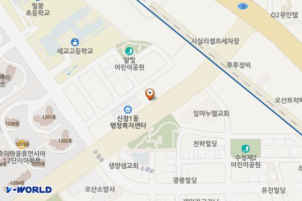 신장동 행정복지센터 위치 지도 — 경기도 오산시 문헌공로 45