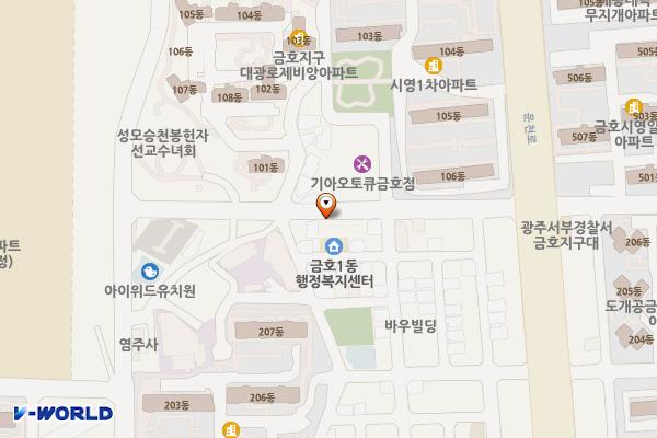 금호1동주민센터 위치 지도 — 전남광주통합특별시 서구 운천로31번길 17