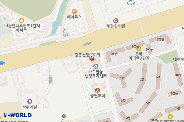 가수원동행정복지센터 위치 지도 — 대전광역시 서구 가수원로 105