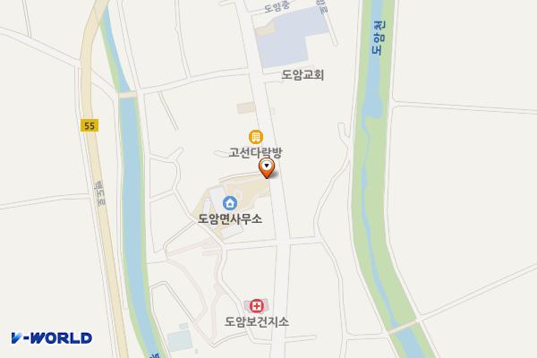 도암면사무소 주차장 위치 지도 — 전남광주통합특별시 강진군 도암면 항촌리 1122-1