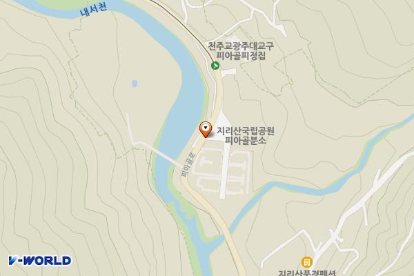 지리산국립공원 피아골 주차장 위치 지도 — 전남광주통합특별시 구례군 토지면 내동리 산 69-2