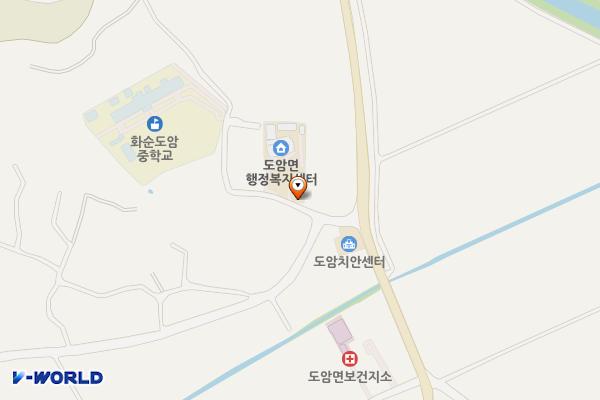 도암면 행정복지센터 위치 지도 — 전남광주통합특별시 화순군 도암면 권동길 4-2