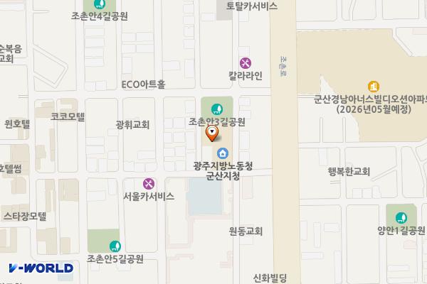 광주지방고용노동청 군산지청 위치 지도 — 전북특별자치도 군산시 조촌5길 44
