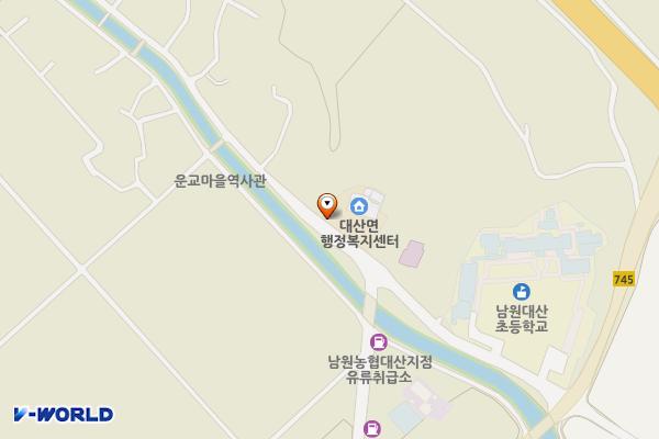 남원 대산면사무소 주차장 위치 지도 — 전북특별자치도 남원시 대산면 운교1길 26