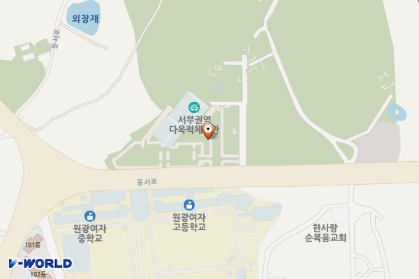 노인종합복지관(전 배산근린공원) 위치 지도 — 전북특별자치도 익산시 동서로 103