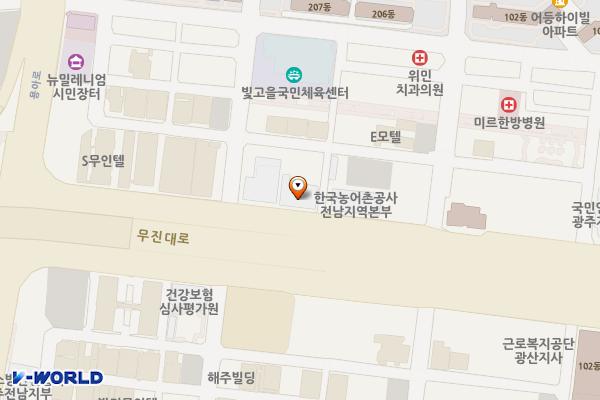 한국환경공단 호남권지역본부 위치 지도 — 전남광주통합특별시 광산구 무진대로 217