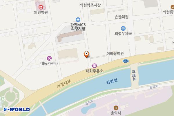 의령시장제1주차장 위치 지도 — 경상남도 의령군 의령읍 서동리 509-4