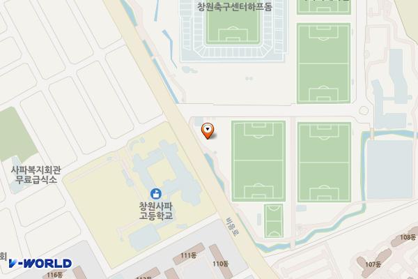창원축구센터 위치 지도 — 경상남도 창원시 성산구 비음로 97