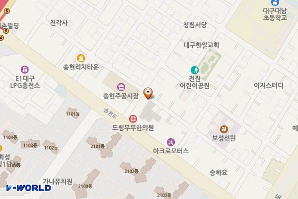 송현주공시장 공영주차장 위치 지도 — 대구광역시 달서구 송현로 8안길 6
