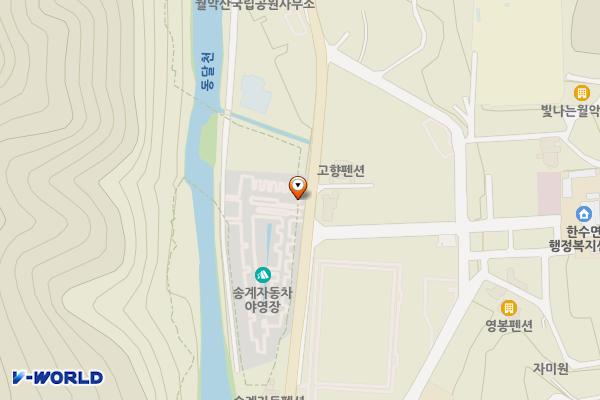 월악산국립공원 송계 야영장 위치 지도 — 충청북도 제천시 한수면 송계리 1172-8