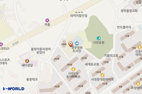 청주청원도서관 위치 지도 — 충청북도 청주시 청원구 사뜸로61번길 88-14