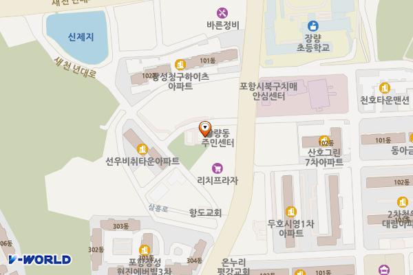 장량동 평생학습원 위치 지도 — 경상북도 포항시 북구 장성동 1365