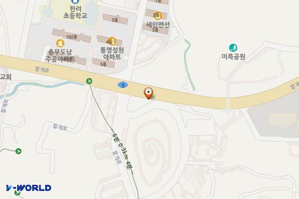 케이블카파크랜드 주차장 위치 지도 — 경상남도 통영시 도남동 354