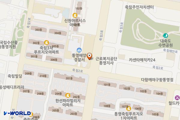 통영해양경찰서 (광도면) 위치 지도 — 경상남도 통영시 광도면 죽림2로45