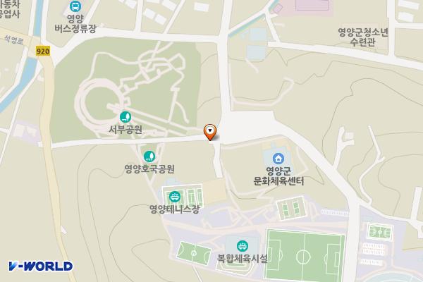 생활체육공원(군민회관) 위치 지도 — 경상북도 영양군 영양읍 군민회관길46