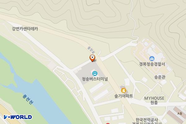 청송버스터미널 위치 지도 — 경상북도 청송군 청송읍 중앙로184 