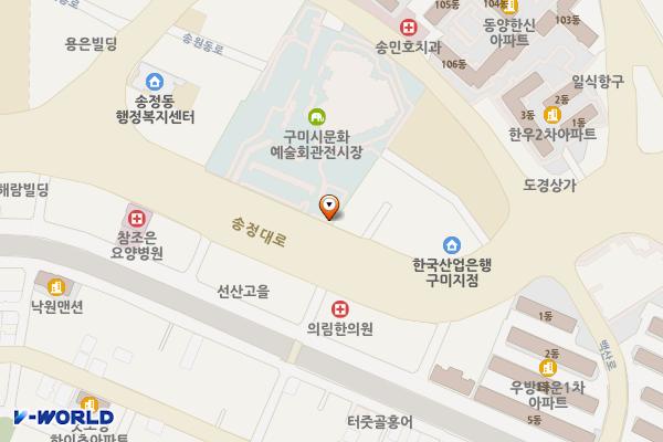 구미시문화예술회관 위치 지도 — 경상북도 구미시 송정대로89