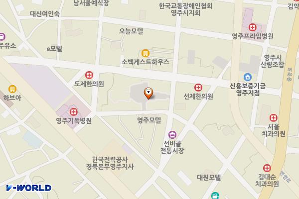 영주시청 (영주365시장 공영주차장) 위치 지도 — 경상북도 영주시 영주로204