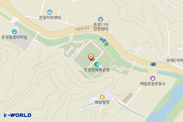 온정면생활체육공원 위치 지도 — 경상북도 울진군 온정면 백암온천로1308