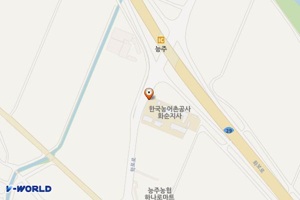 한국농어촌공사 화순지사 위치 지도 — 전남광주통합특별시 화순군 능주면 학포로 2000