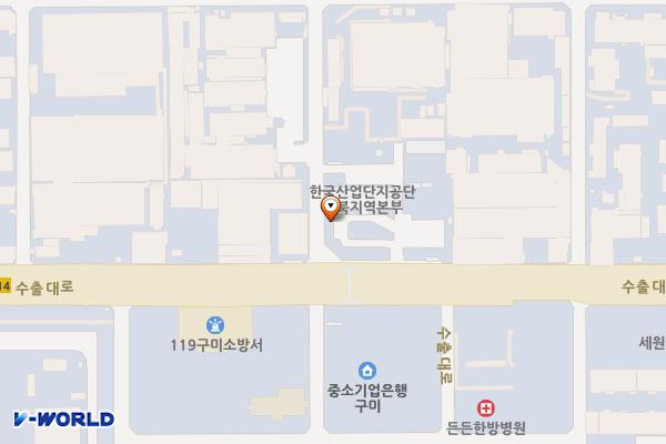 한국산업단지공단 경북지역본부 위치 지도 — 경상북도 구미시 수출대로 127