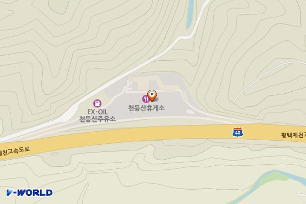 천등산(평택) 휴게소 위치 지도 — 충청북도 충주시 산척면 평택제천고속도로 109